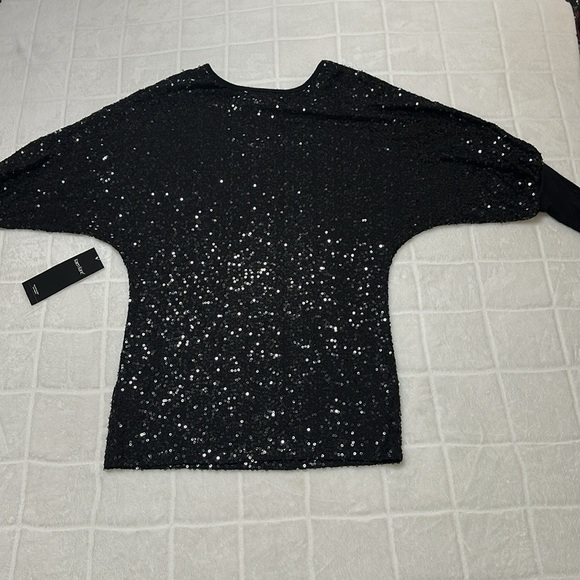 Karen Kane Black Sequin‎ Stretch Blouse, Women’s Medium - Picture 9 of 10